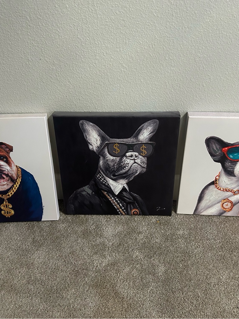 Stylish French Bulldog Canvas Art - Black & Gray
